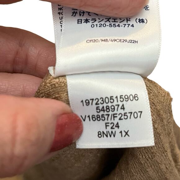 Lands End Textured Cable Knit Top 1X Cowl Neck Light Brown Long Sleeve Classic - Picture 10 of 10